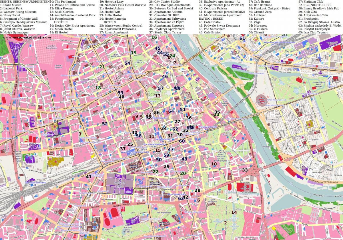 Mapa miasta Warszawa 