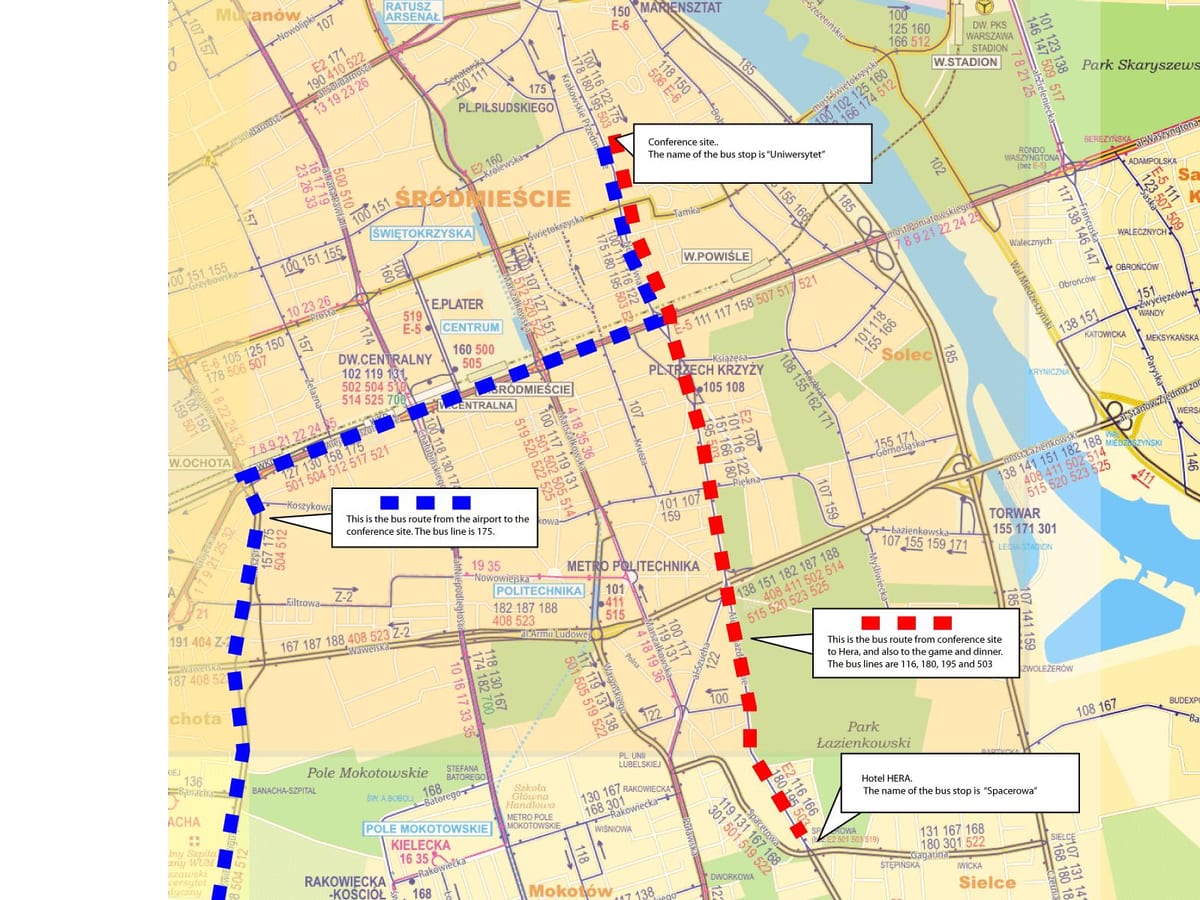 Mapa Warszawy autobus 175 trasę