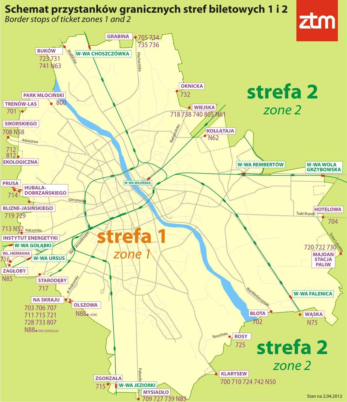 Warszawa strefy 1 mapa