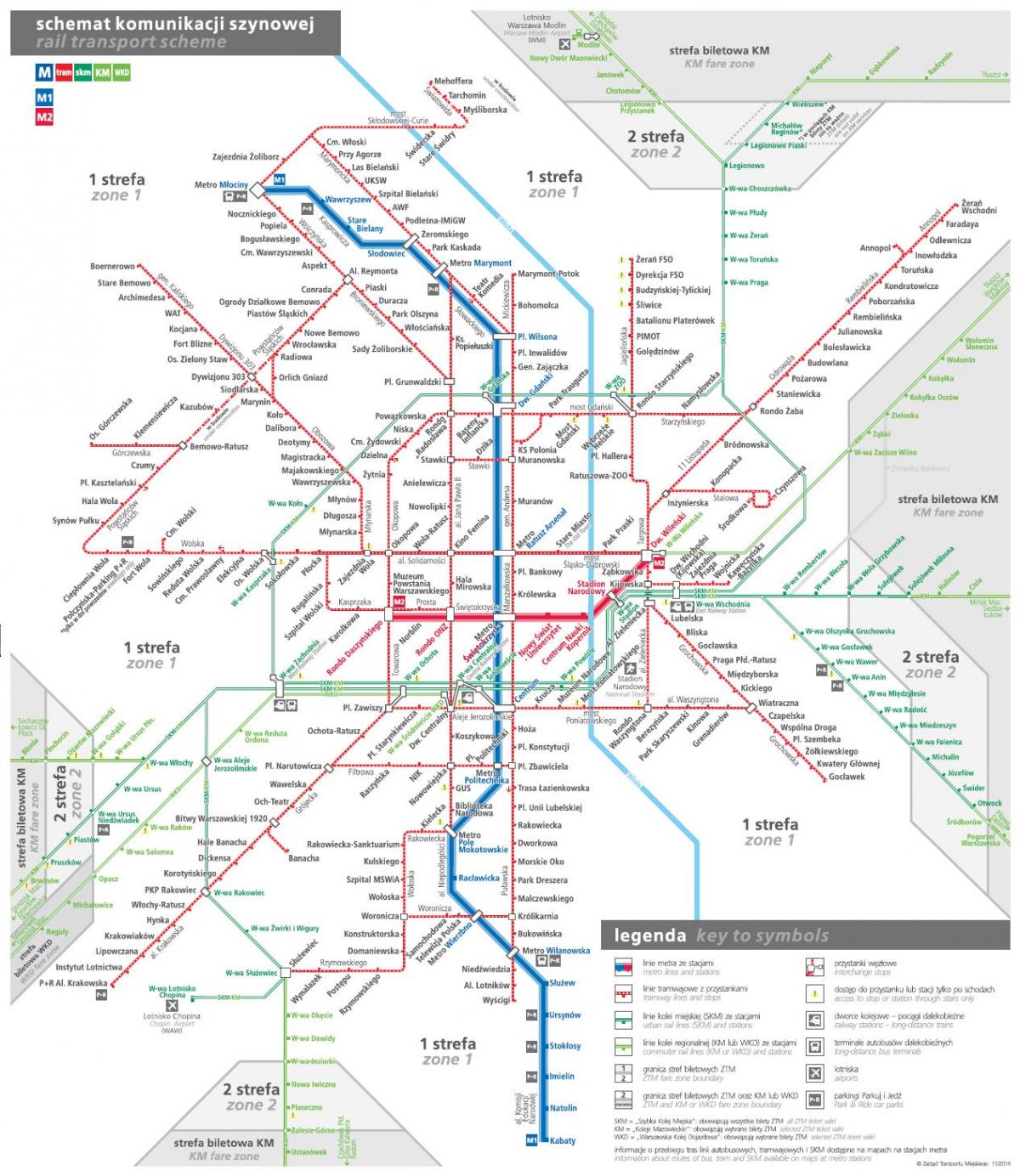 Warszawa transportową mapę
