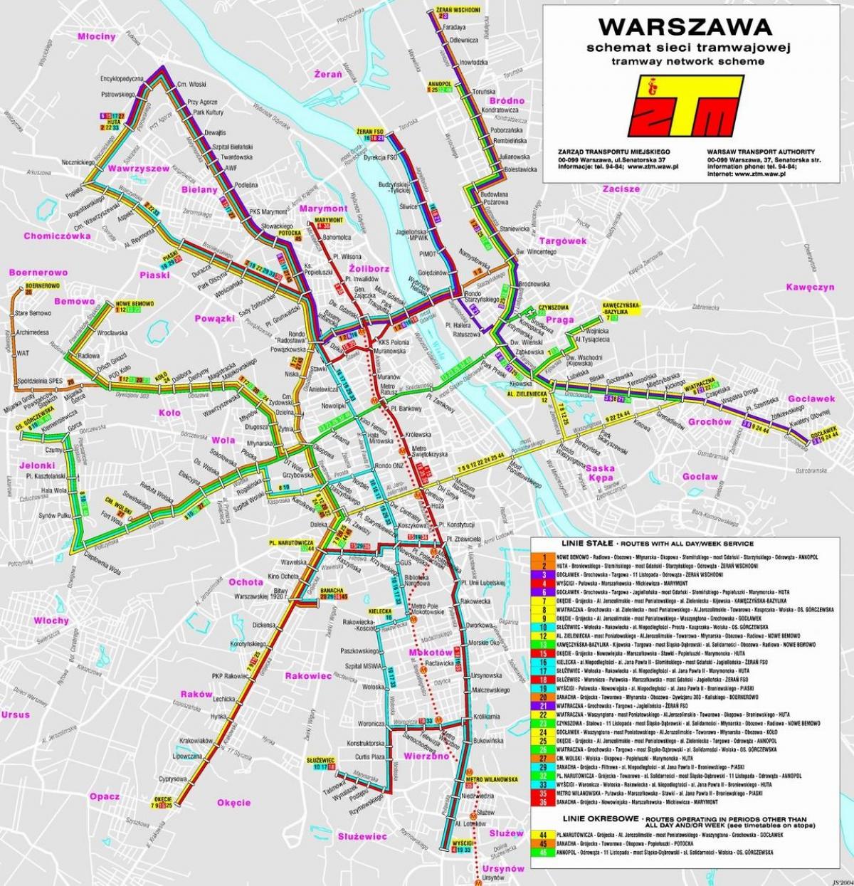 Mapa Warszawy tranzytem 