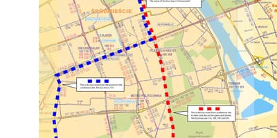 Mapa Warszawy autobus 175 trasę 