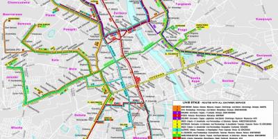 Mapa Warszawy tranzytem 