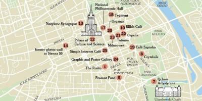 Mapa Warszawy z atrakcji