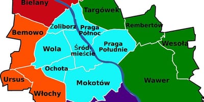 Mapa dzielnic Warszawy 